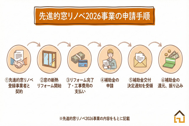 先進的窓リノベ2026事業の補助金申請の流れ