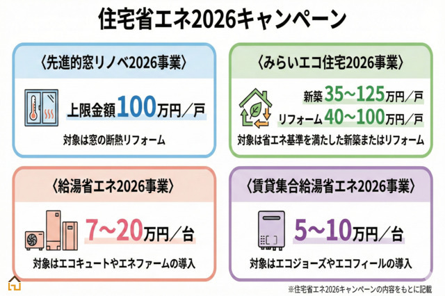 住宅省エネ2026キャンペーンの4事業内容解説画像